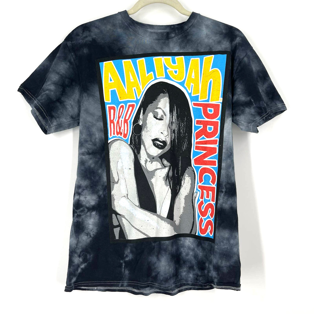 Aaliyah R&B Princess Graphic Band Tee Black Tie Dye Size 3XL‎ NWOT